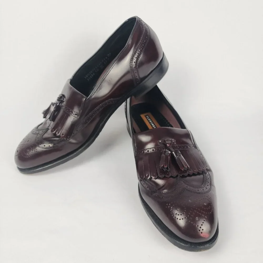 Florsheim Men's 10.5 Lexington Wingtip Dress Shoe Tassel Burgundy Leather